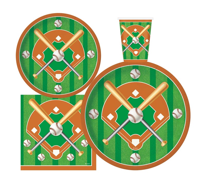 Oojami 120 pc Complete Party Pack Baseball 9" Dinner Paper Plates 7" Dessert Paper Plates 9 oz Cups 3 Ply Napkins Baseball Party Theme - Image 4